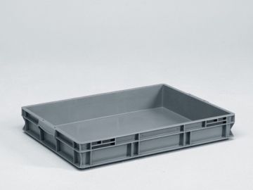 E-line Normbox Stapelbare Kunststoffbehälter 800x600x120mm 45 L, Grau PP Virgin (pro Stück) (zuvor 3-222-0)