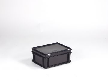 Bac gerbable ESD avec couvercle 400x300x185 mm 15 litres