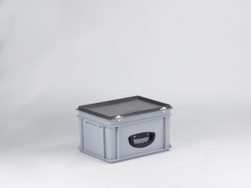Kunststoffkoffer Euroline 400x300x235 mm, 20L, mit 1 verstärkten Tragegriff, hellgrau
