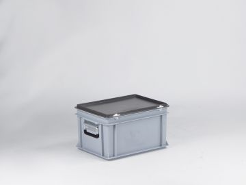 Kunststoffkoffer Euroline mit zwei Alu-Griffen, 400x300x235 mm, stapelbar, grau 