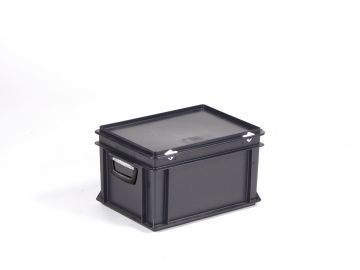 Euroline stapelbare ESD Leitfähige Kunststoffkoffer mit zwei Griffen, 400x300x230 mm, 20L