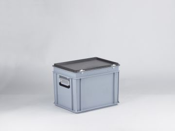 Malle de rangement plastique 400x300x287 mm 25L poignées alu, GRIS