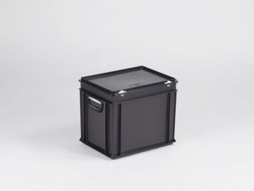 stapelbare Koffer schwarz 30 Liter,  400x300x340 mm ESD Ausführung (pro Stück)