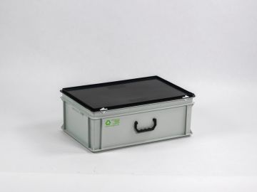 E-line Euroline stapelbare Koffer mit einem Griff, 40L  PP recycle grau-schwarz