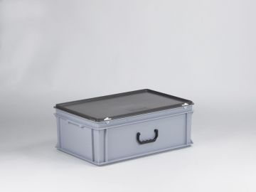 Kunststoffkoffer E-line Euroline mit einem Griff, stapelbar, 600x400x235 mm, 40L