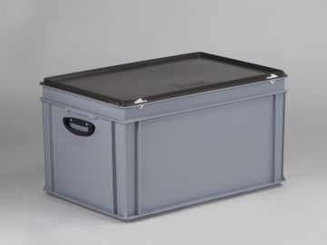 Kunststoffkoffer Euroline mit zwei Griffen, 600x400x340 mm, stapelbar, grau