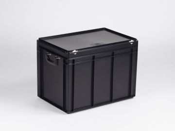stapelbare Koffer schwarz 90 Liter,  600x400x440 mm  ESD Ausführung (pro Stück)