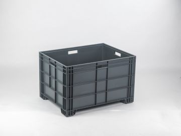Euronorm Großbehälter 800x600x500 mm 186 l. auf 4 Füßen, dunkelgrau