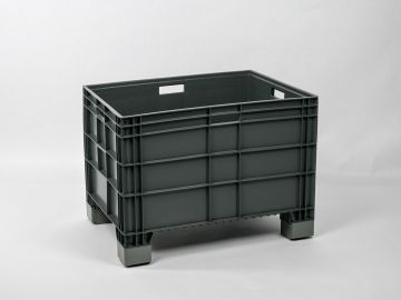 Euronorm Großbehälter 800x600x580 mm 186 l. auf 4 erhöhten Füßen, dunkelgrau
