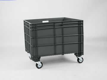 Euronorm Großbehälter 800x600x630 mm 186 l. auf 4 Rädern, dunkelgrau
