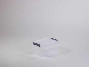 nestbarer Behälter mit Klemmdeckel, 307x200x143 mm, 6 Liter, transparent