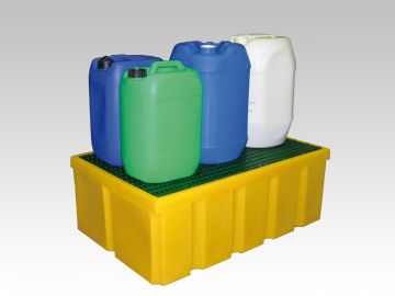 Auffangwanne 200 Liter, mit Kunststoff- Gitterrost, gelb (pro Stück)