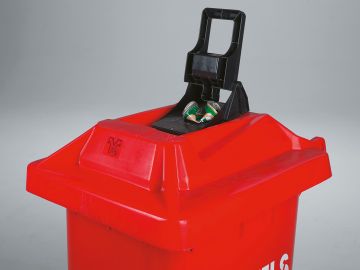 2-Rad Mülltonne 120 Liter, mit Konserve-presse rot (pro Stück)