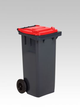 Conteneur poubelle 120 litres GRIS couvercle ROUGE
