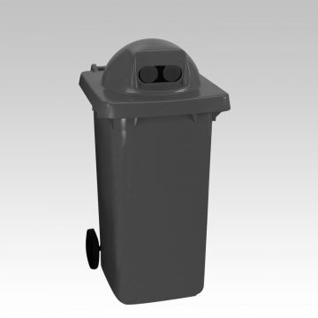 2-Rad Mülltonne MGB 240L Schwarz, Runddeckel mit 2 Einwurföffnungen (pro Stück)