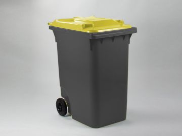 Wheelie bin 360L, 600x890x1100 mm, grey/yellow