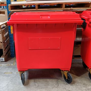 Wheelie bin 660L, 1370x784x1215 mm, red