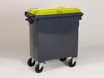 Conteneur poubelle 770 litres GRIS couvercle JAUNE