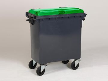 Conteneur poubelle 770 litres GRIS couvercle VERT