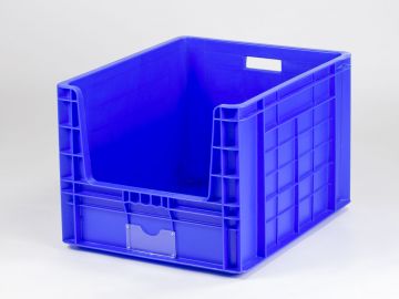 Sichtlager-Sichtlager-Stapelkasten 605x500x400 mm 97L, mit Eingrifföffnung, blau