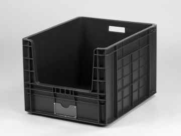 Sichtlager-Stapelkasten 605x500x400 mm 97L, mit Eingrifföffnung, schwarz