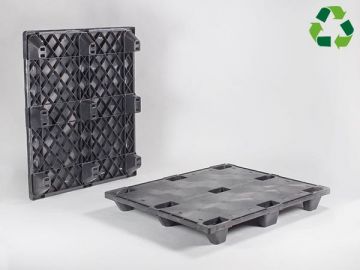 Kunststoff Exportpalette PE-R 1200x1000x135mm, 9 Füße, schwarz (pro Stück)