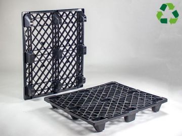 Nestbare Pallette PE-R 1200x1000x135 mm, 9 Füße, perforiert, schwarz (pro Stück)