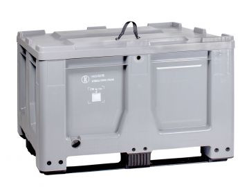 Palettenbox 610 Ltr,3 Kufen,grau, UN-begutachtet