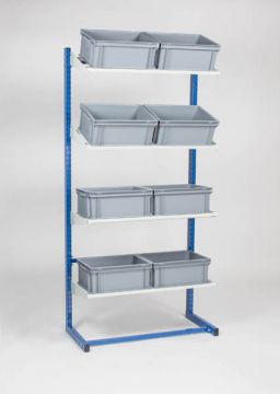 Anfang Regal 90x41x181cm incl 4 offene Böden und 8 Kisten 40x30X17 cm 
