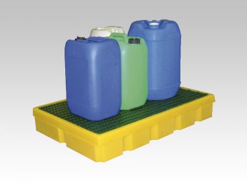 Auffangwanne 100 Liter, mit Kunststoff- Gitterrost, gelb (pro Stück)