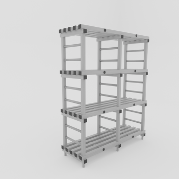 Hygienic plastic storage rack, 1500x500x1820 mm, with 4 shelves, grey