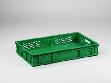 Obst- und Gemüsekiste 600x400x100 mm, 18 Liter, perforiert, grün
