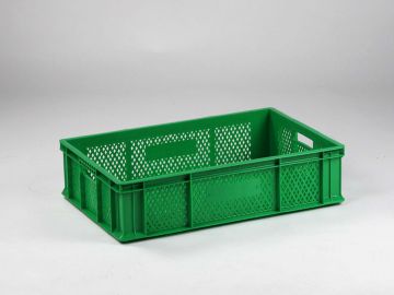 Obst- und Gemüsekiste 600x400x150 mm, 28 Liter, perforiert, grün