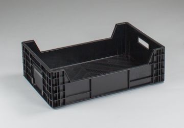 Obst- und Gemüsekiste 600x400x180/100 mm, 20 Liter, schwarz