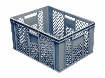 Manne à pain plastique gerbable, 600x400x320 mm, 64 litres, GRIS