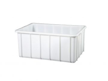 Grand bac plastique alimentaire gerbable 83x57x35 cm 130L BLANC