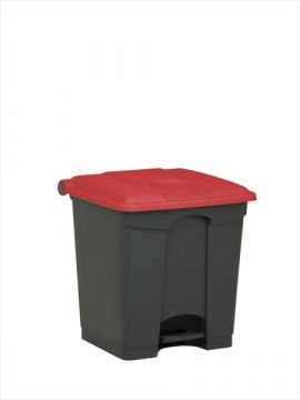 Pedaleimer mit Scharnierdeckel 400x400x430 mm, 30 L, grau-rot (pro Stück)