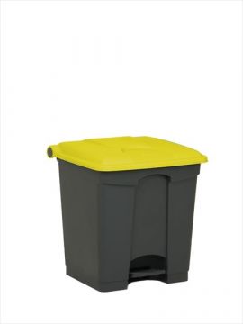 Pedaleimer mit Scharnierdeckel 400x400x430 mm, 30 L, grau-gelb (pro Stück)