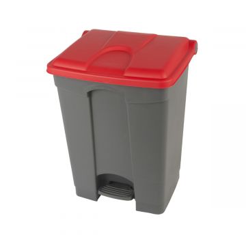 Pedaleimer mit Scharnierdeckel 500x410x670 mm, 70 L, grau-rot (pro Stück)