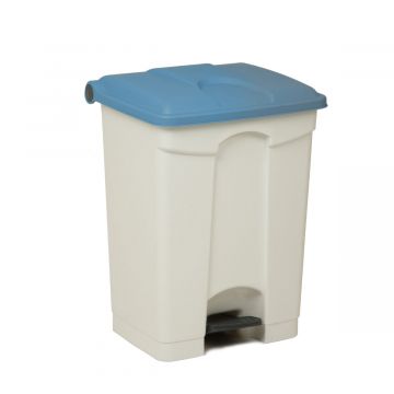 Pedaleimer mit Scharnierdeckel 500x410x670 mm, 70 L, weiss-blau (pro Stück)