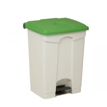 Pedaleimer mit Scharnierdeckel 500x410x670 mm, 70 L, weiss-grün (pro Stück)
