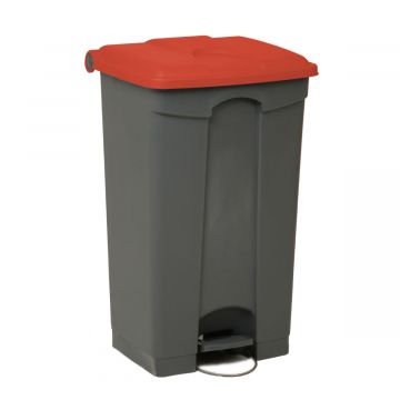 Pedaleimer mit Scharnierdeckel 500x410x820 mm, 90 L, grau-rot (pro Stück)