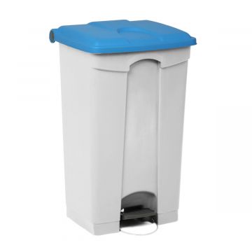 Pedaleimer mit Scharnierdeckel 500x410x820mm, 90 L, weiss-blau (pro Stück)