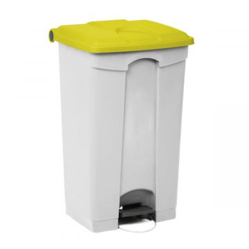 Pedaleimer mit Scharnierdeckel 500x410x820 mm, 90 L, weiss-gelb (pro Stück)