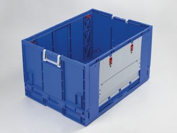 Klappbehälter mit Einwurfklappe 183 Liter, 800x600x465 mm, blau 