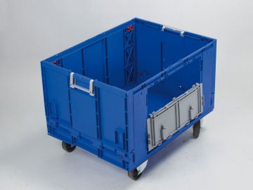 Klappbehälter mit Einwurfklappe und rollen 183 Liter, 800x600x585 mm 