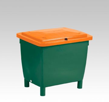 Streusalzbehälter, 210Ltr. grün mit orange Scharnierdeckel (pro Stück)