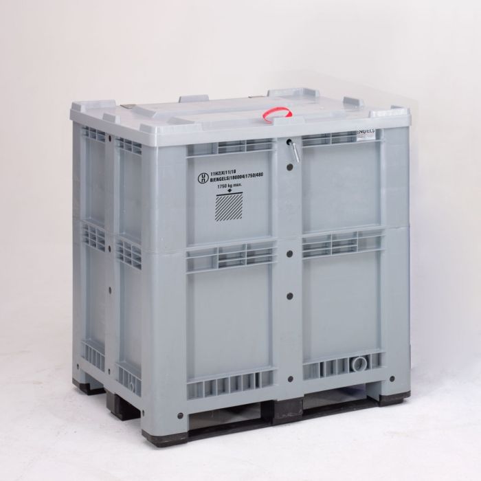 XXL Palettenbox 1200x1000x1315 mm,  1100 Liter, auf 3 Kufen, UN-zertifiziert