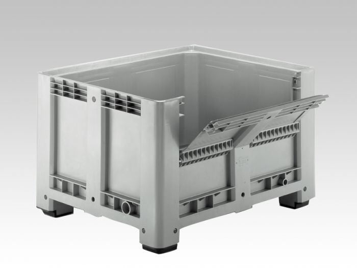 Palox plastique avec porte 120x100x78 cm 610 litres 4 pieds GRIS