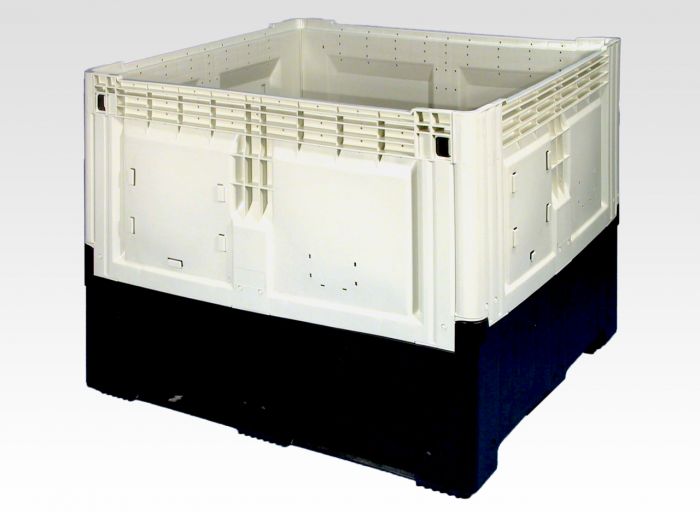 Caisse palette plastique pliable alimentaire 120x100x98 cm 900L 2 semelles